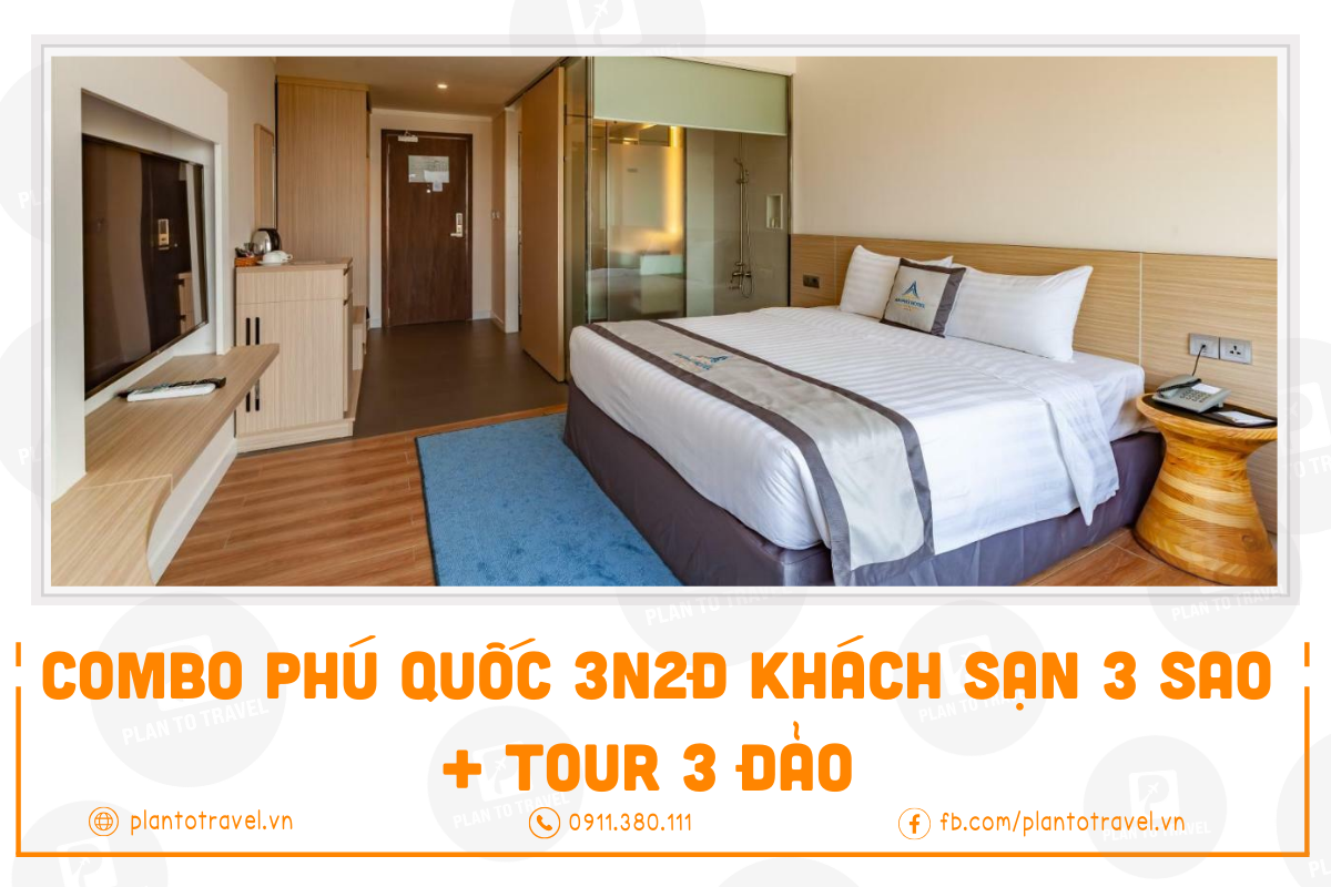 Combo Phú Quốc 3N2Đ khách sạn 3* + Tour 3 đảo